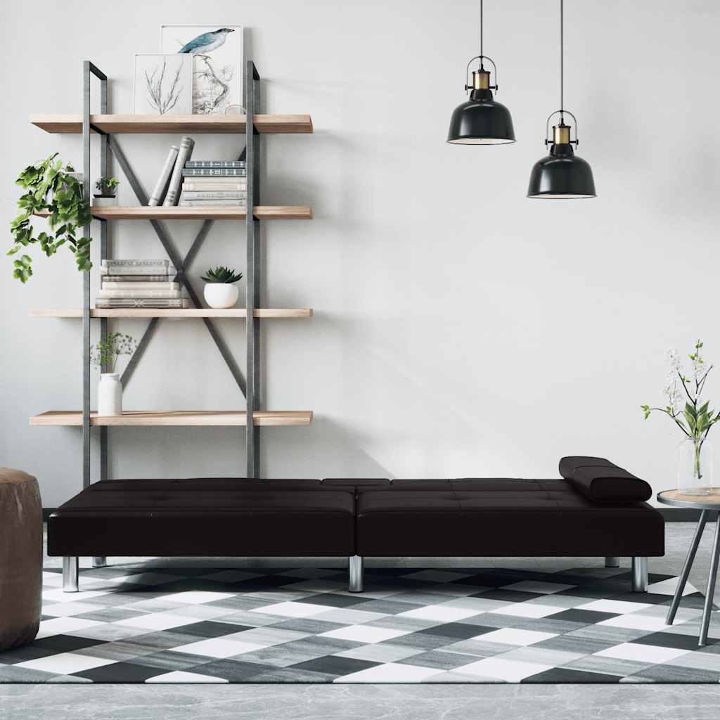 Divano Letto con Portabicchieri in Similpelle Nero | homemem39