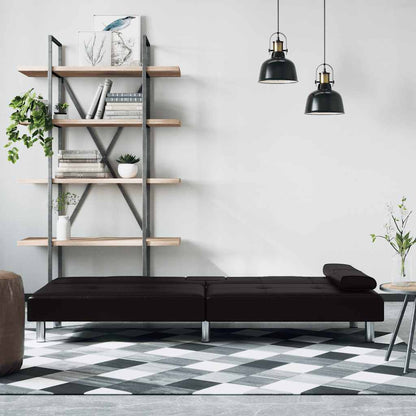 Divano Letto con Portabicchieri in Similpelle Nero | homemem39