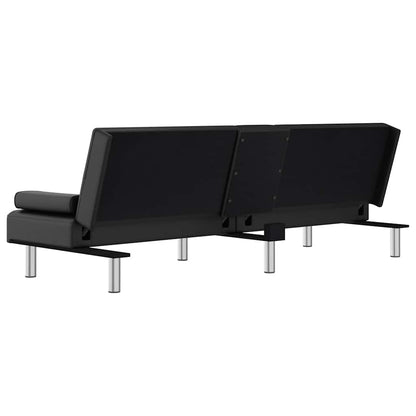 Divano Letto con Portabicchieri in Similpelle Nero | homemem39