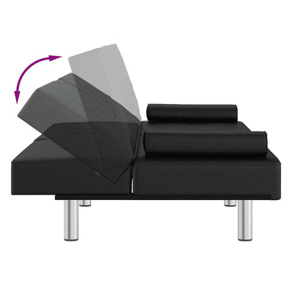 Divano Letto con Portabicchieri in Similpelle Nero | homemem39