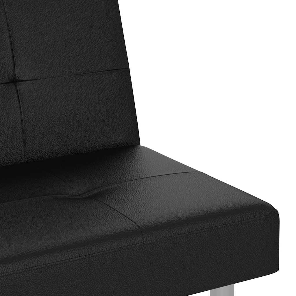 Divano Letto con Portabicchieri in Similpelle Nero | homemem39