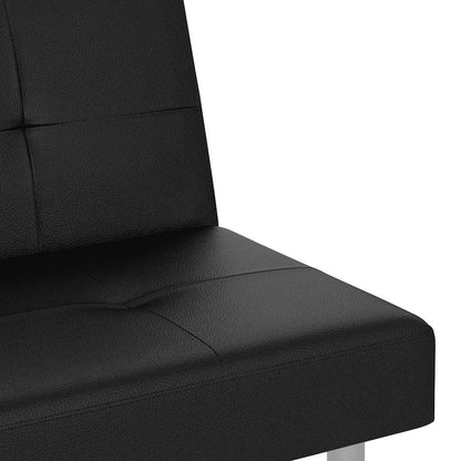 Divano Letto con Portabicchieri in Similpelle Nero | homemem39