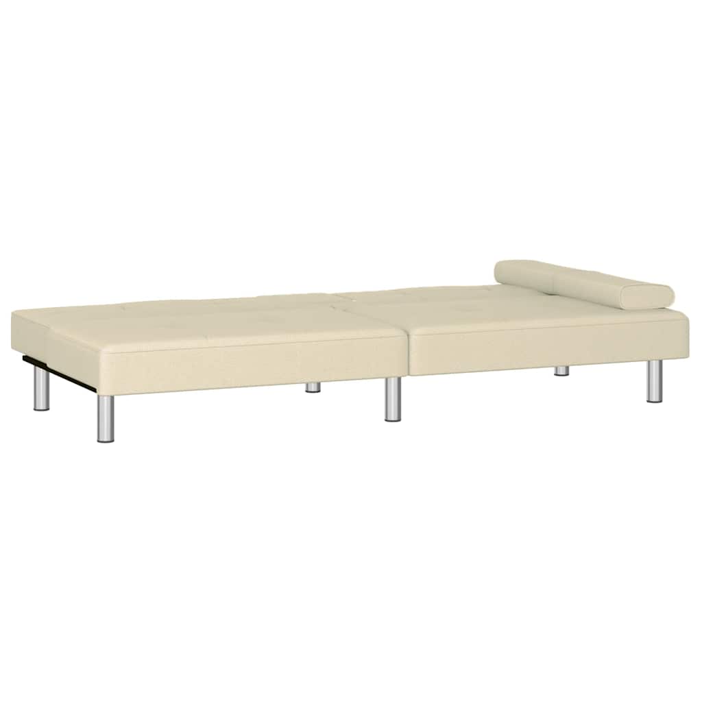 Divano Letto con Portabicchieri in Similpelle Crema | homemem39