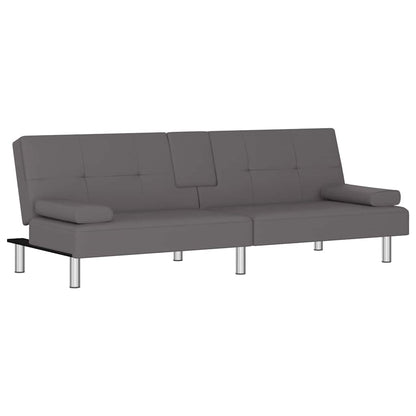 Divano Letto con Portabicchieri in Similpelle Grigio | homemem39