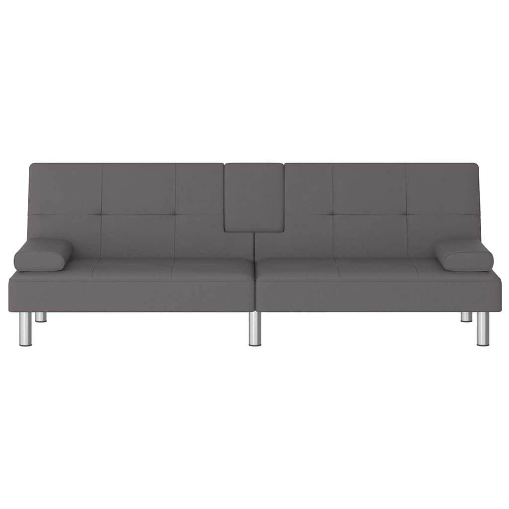 Divano Letto con Portabicchieri in Similpelle Grigio | homemem39