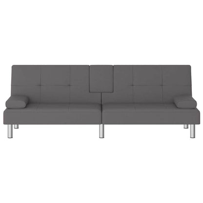 Divano Letto con Portabicchieri in Similpelle Grigio | homemem39