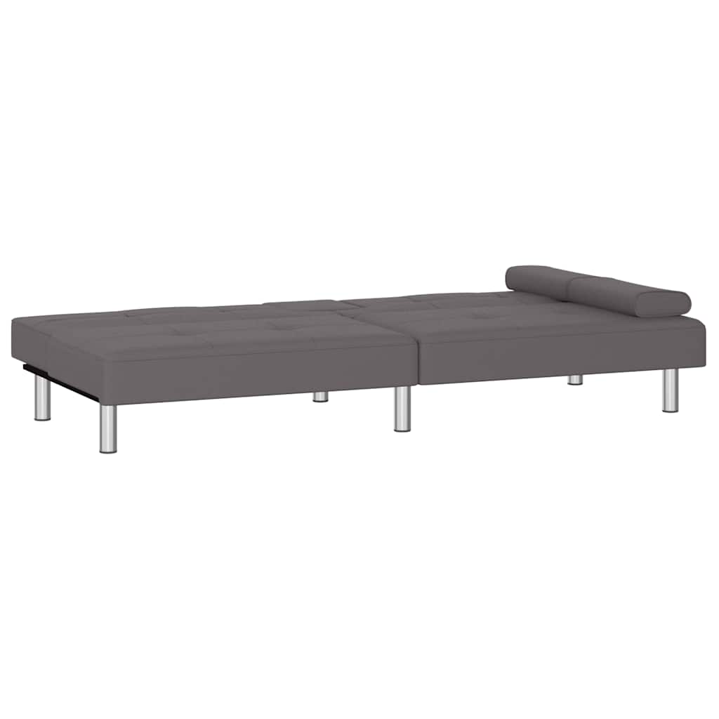Divano Letto con Portabicchieri in Similpelle Grigio | homemem39