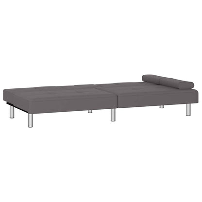 Divano Letto con Portabicchieri in Similpelle Grigio | homemem39