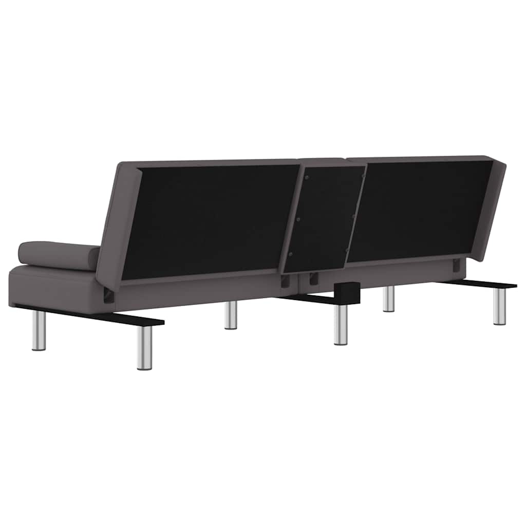Divano Letto con Portabicchieri in Similpelle Grigio | homemem39