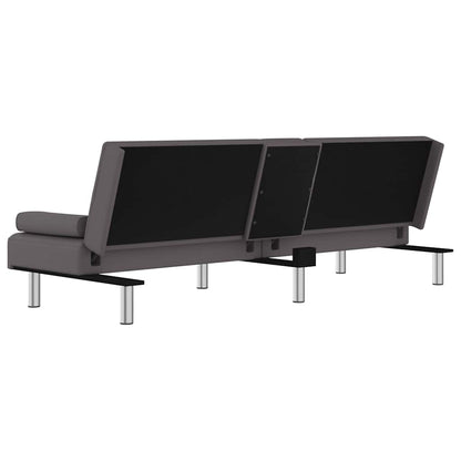 Divano Letto con Portabicchieri in Similpelle Grigio | homemem39