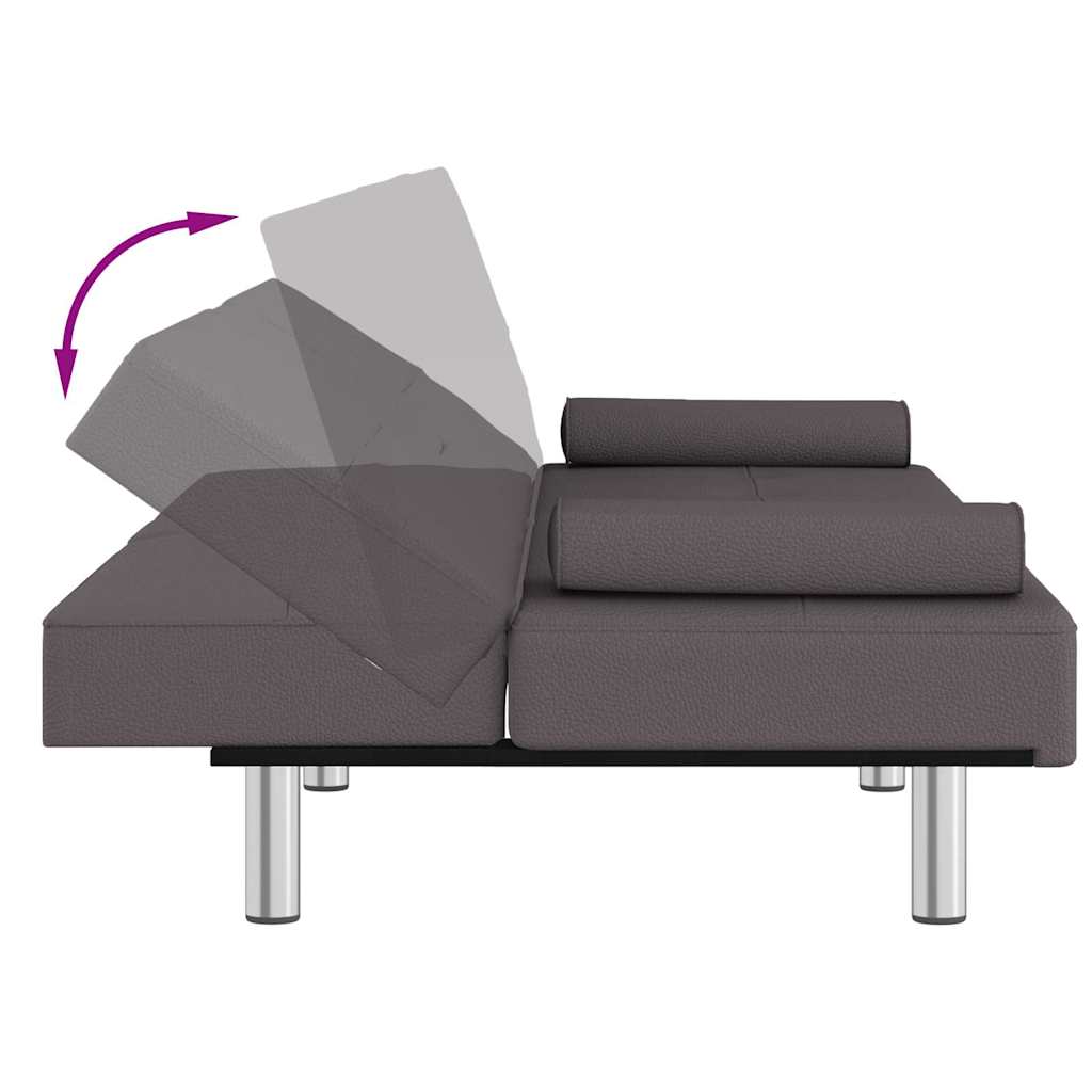 Divano Letto con Portabicchieri in Similpelle Grigio | homemem39