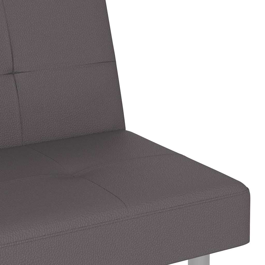 Divano Letto con Portabicchieri in Similpelle Grigio | homemem39
