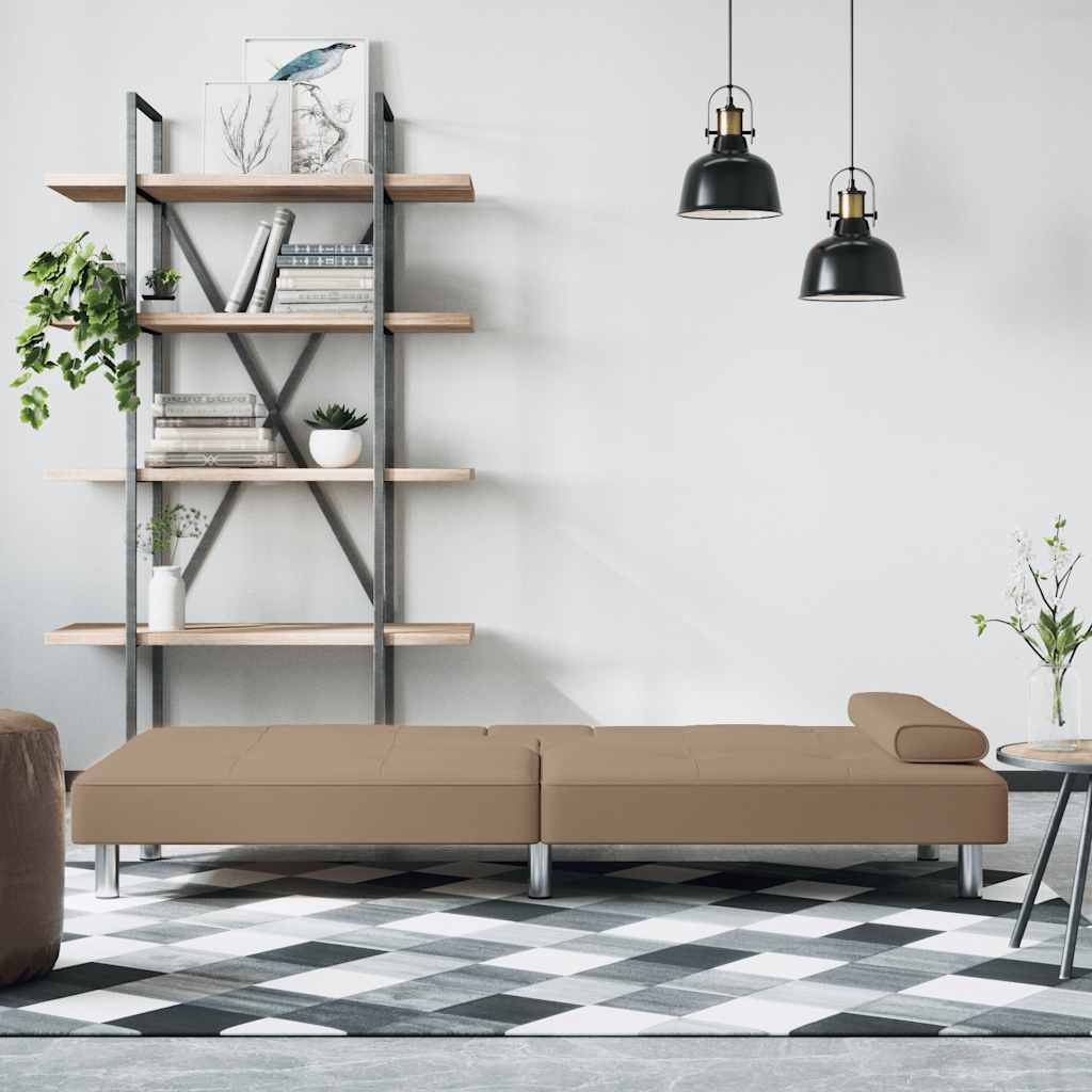 Divano Letto con Portabicchieri in Similpelle Cappuccino | homemem39