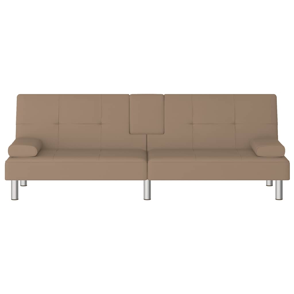 Divano Letto con Portabicchieri in Similpelle Cappuccino | homemem39