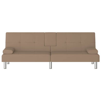 Divano Letto con Portabicchieri in Similpelle Cappuccino | homemem39