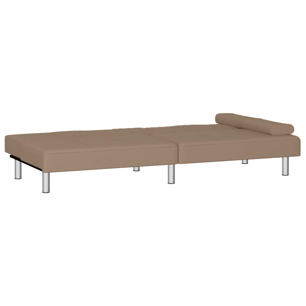 Divano Letto con Portabicchieri in Similpelle Cappuccino | homemem39