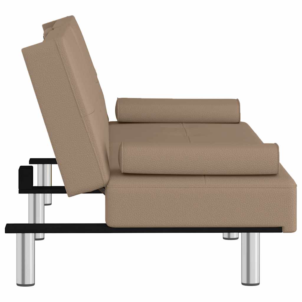 Divano Letto con Portabicchieri in Similpelle Cappuccino | homemem39