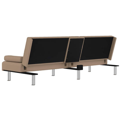Divano Letto con Portabicchieri in Similpelle Cappuccino | homemem39