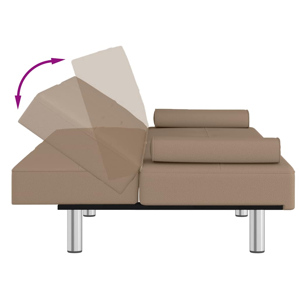 Divano Letto con Portabicchieri in Similpelle Cappuccino | homemem39