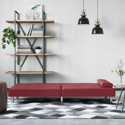 Divano Letto con Portabicchieri in Similpelle Rosso Vino | homemem39