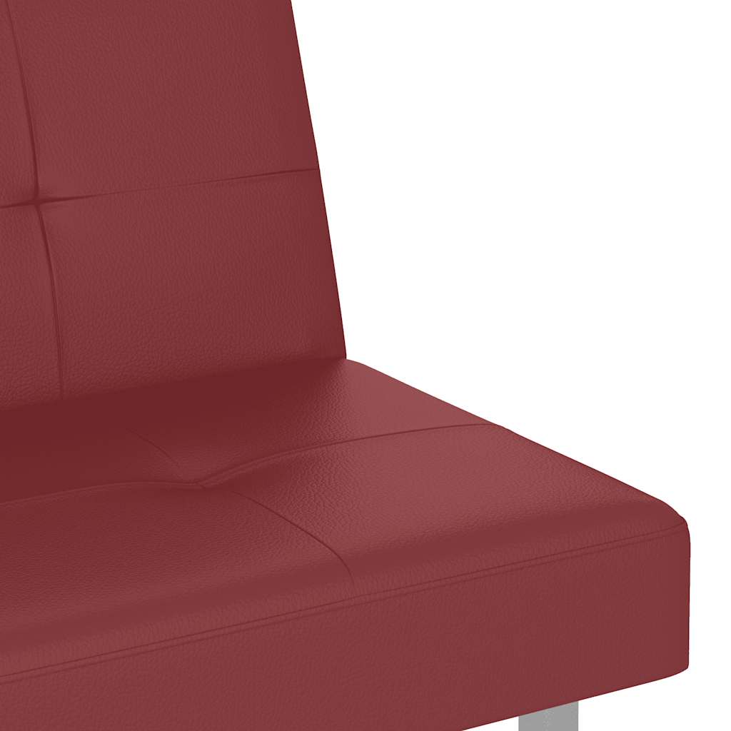 Divano Letto con Portabicchieri in Similpelle Rosso Vino | homemem39