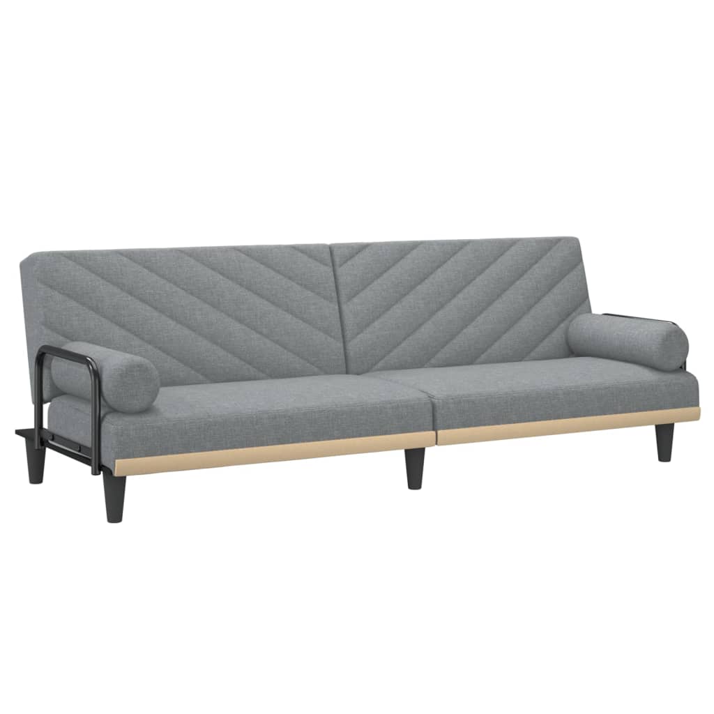 Divano Letto con Braccioli Grigio Chiaro in Tessuto | homemem39