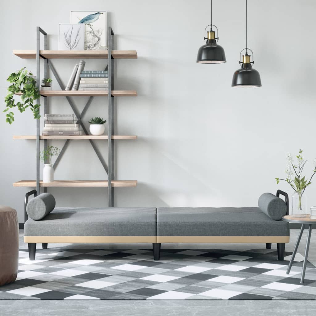 Divano Letto con Braccioli Grigio Chiaro in Tessuto | homemem39