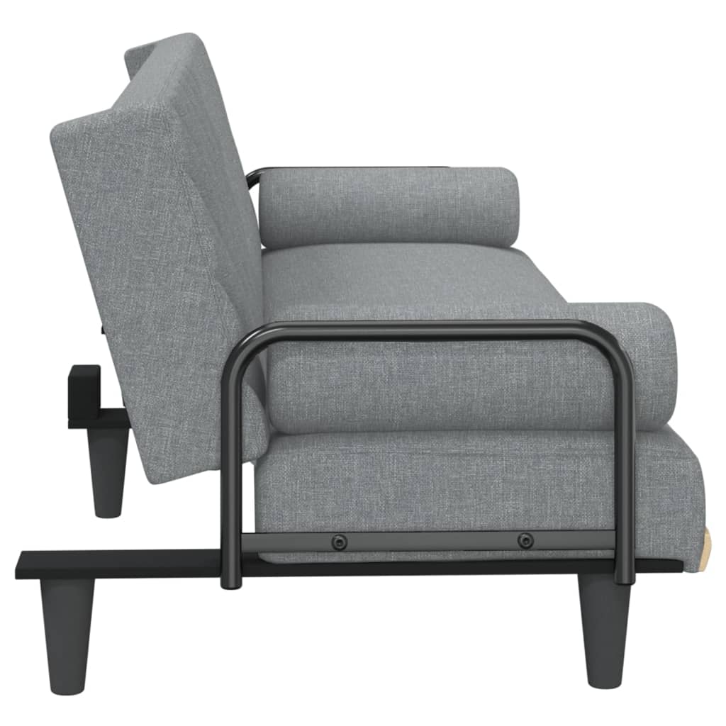 Divano Letto con Braccioli Grigio Chiaro in Tessuto | homemem39