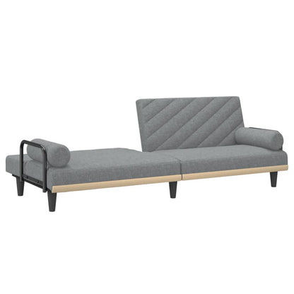 Divano Letto con Braccioli Grigio Chiaro in Tessuto | homemem39