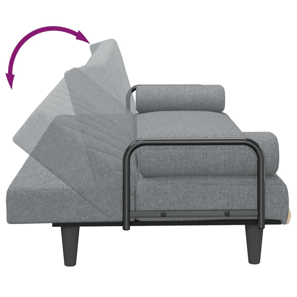 Divano Letto con Braccioli Grigio Chiaro in Tessuto | homemem39