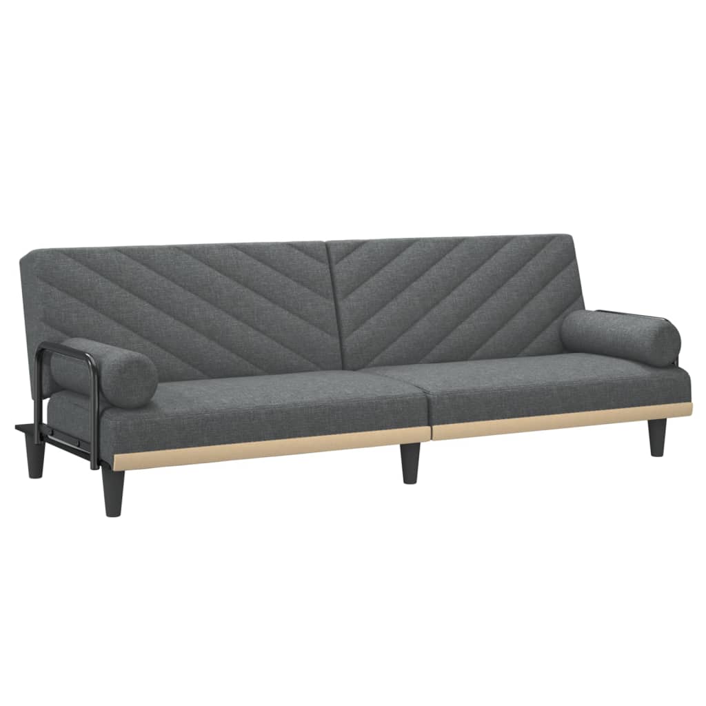 Divano Letto con Braccioli Grigio Scuro in Tessuto | homemem39