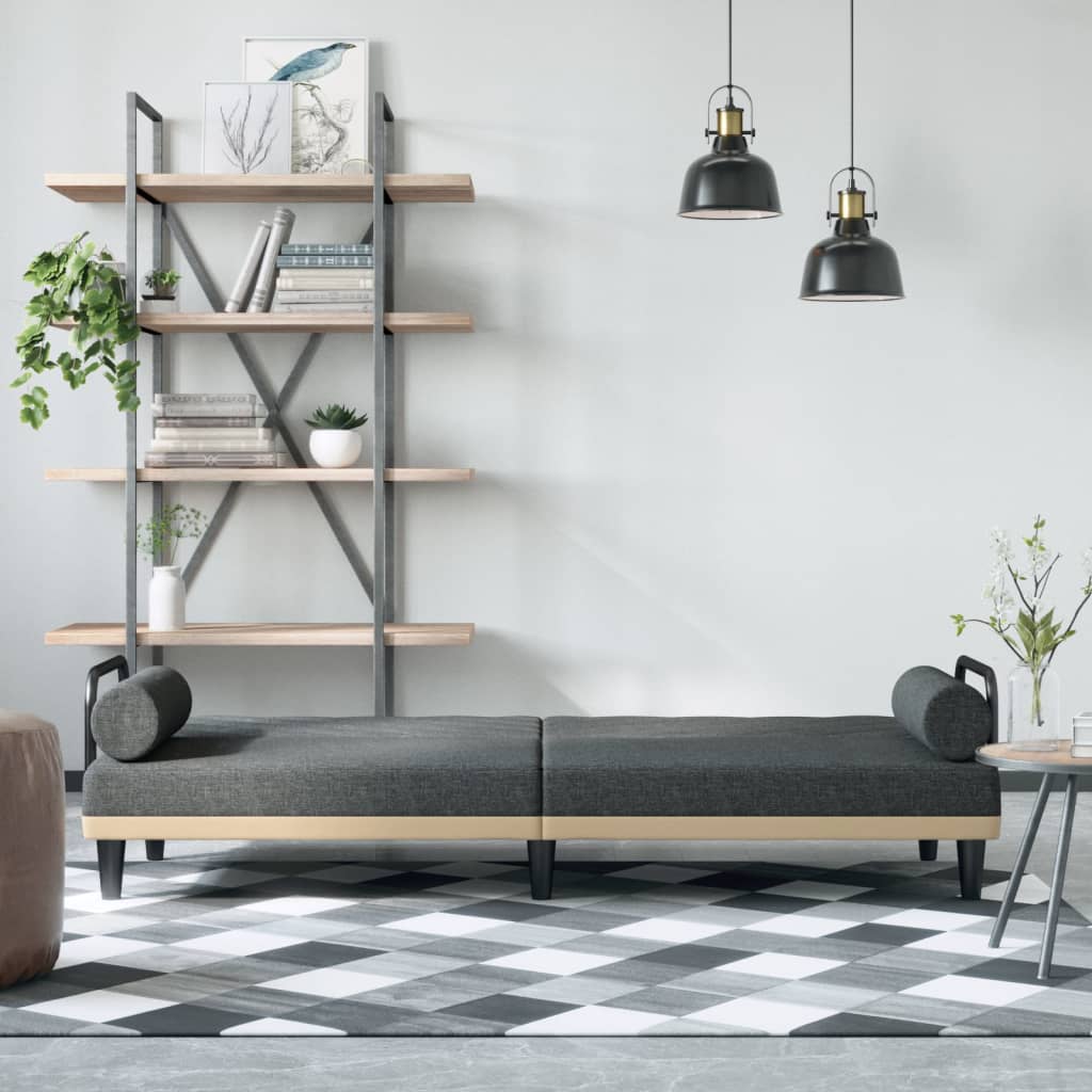 Divano Letto con Braccioli Grigio Scuro in Tessuto | homemem39