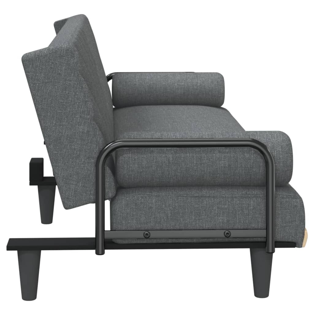 Divano Letto con Braccioli Grigio Scuro in Tessuto | homemem39