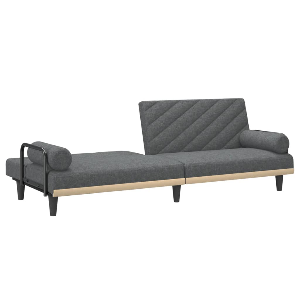 Divano Letto con Braccioli Grigio Scuro in Tessuto | homemem39