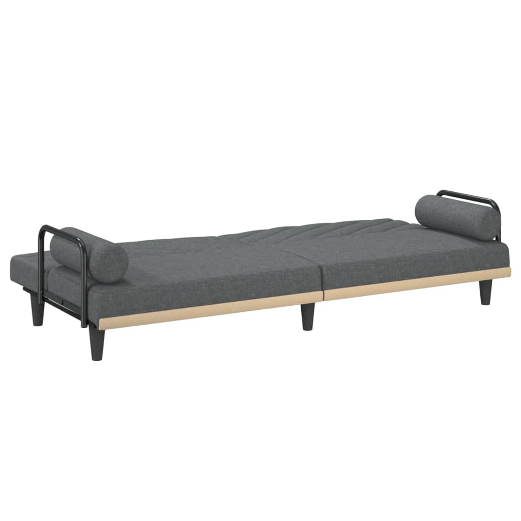 Divano Letto con Braccioli Grigio Scuro in Tessuto | homemem39