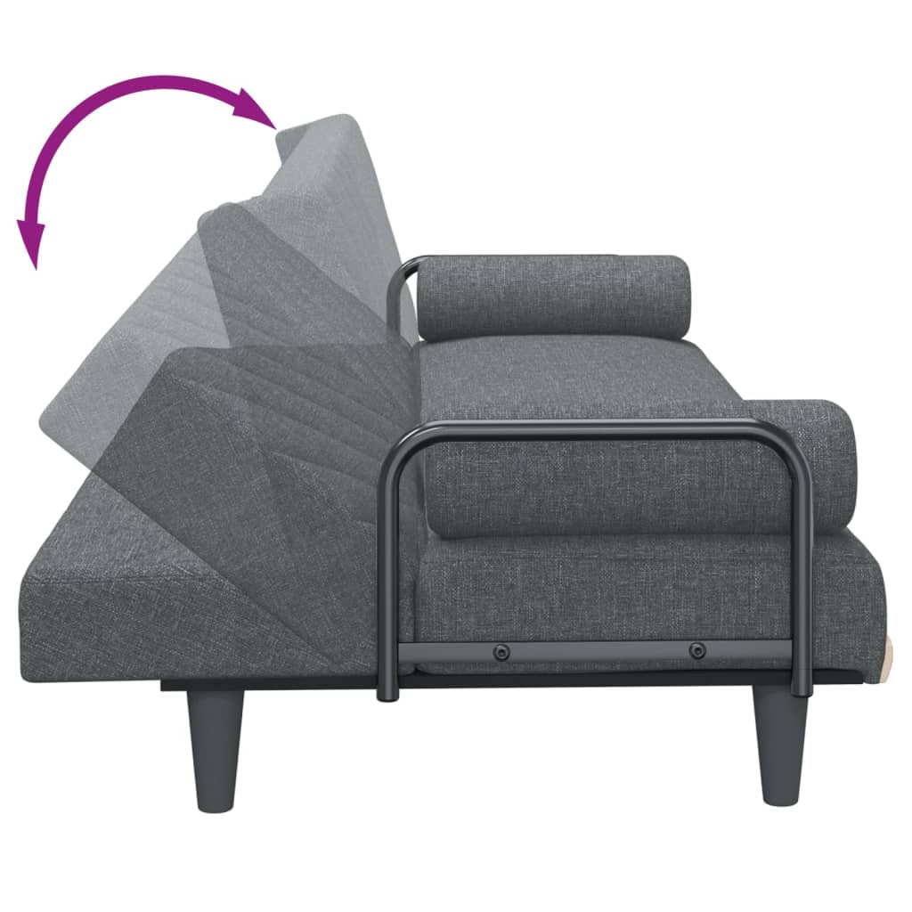 Divano Letto con Braccioli Grigio Scuro in Tessuto | homemem39