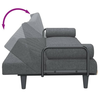 Divano Letto con Braccioli Grigio Scuro in Tessuto | homemem39