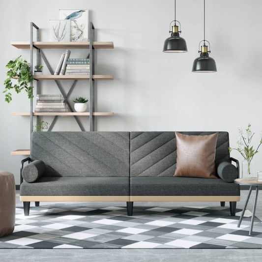 Divano Letto con Braccioli Grigio Scuro in Tessuto | homemem39