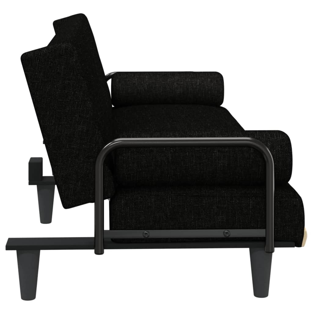 Divano Letto con Braccioli Nero in Tessuto | homemem39