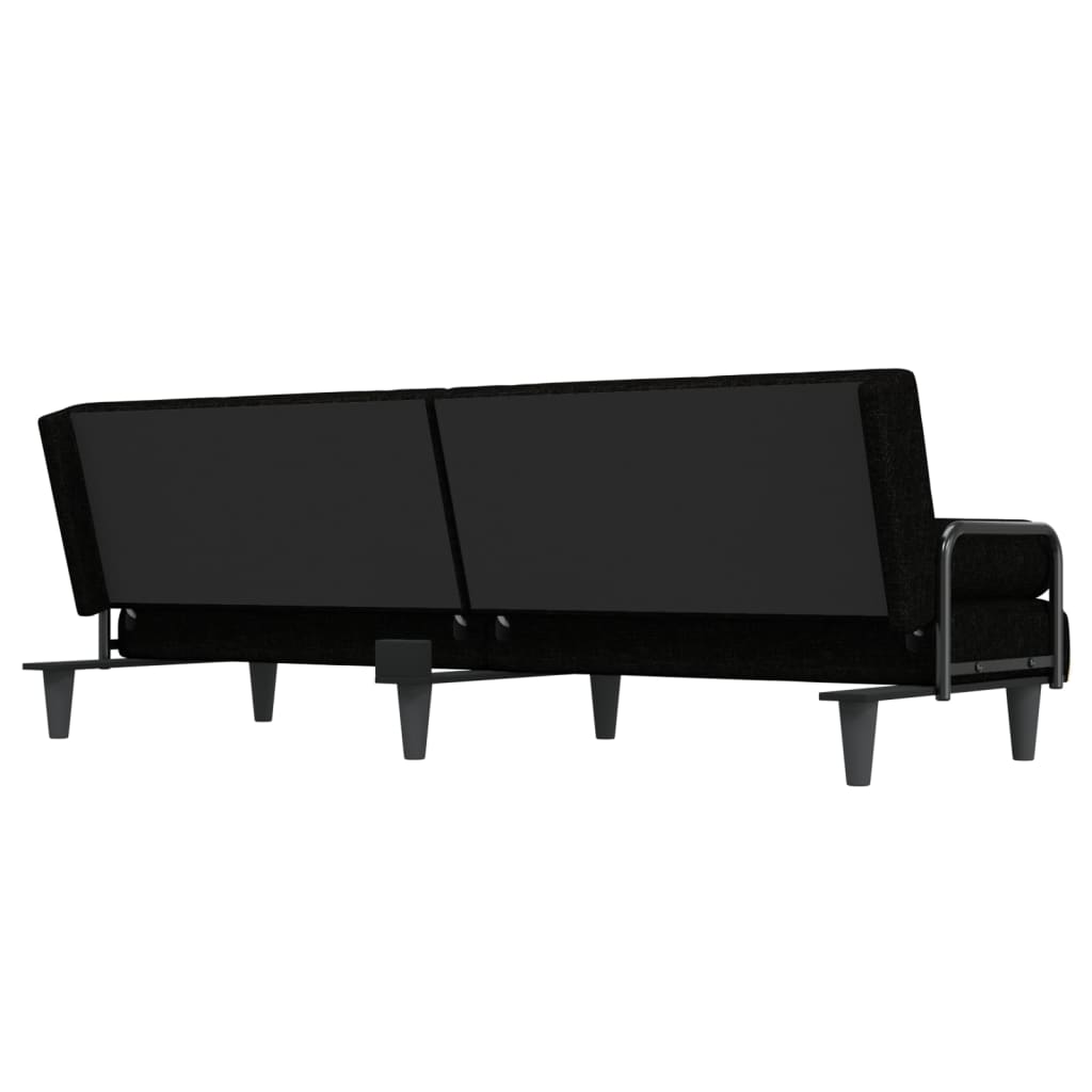 Divano Letto con Braccioli Nero in Tessuto | homemem39