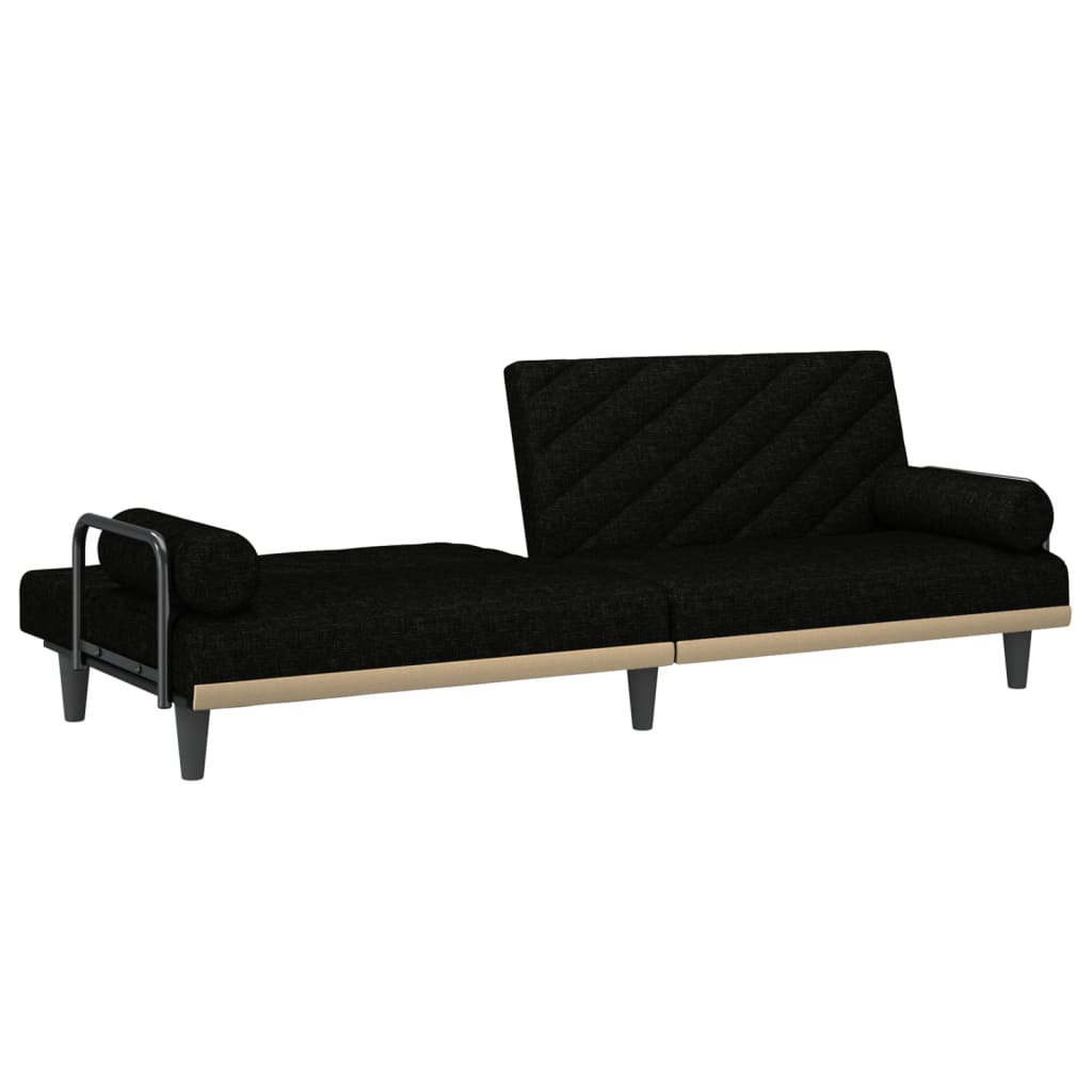 Divano Letto con Braccioli Nero in Tessuto | homemem39