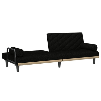 Divano Letto con Braccioli Nero in Tessuto | homemem39