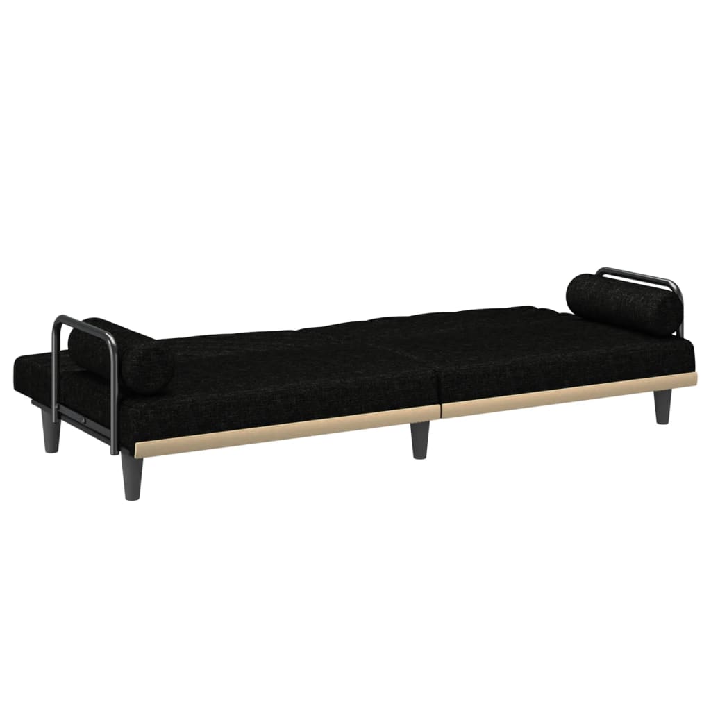 Divano Letto con Braccioli Nero in Tessuto | homemem39