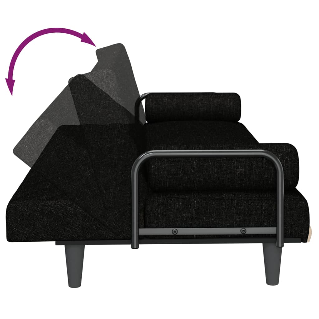 Divano Letto con Braccioli Nero in Tessuto | homemem39