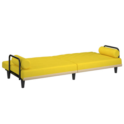 Divano Letto con Braccioli Giallo Chiaro in Tessuto
