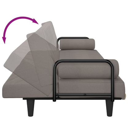 Divano Letto con Braccioli Tortora in Tessuto - homemem39