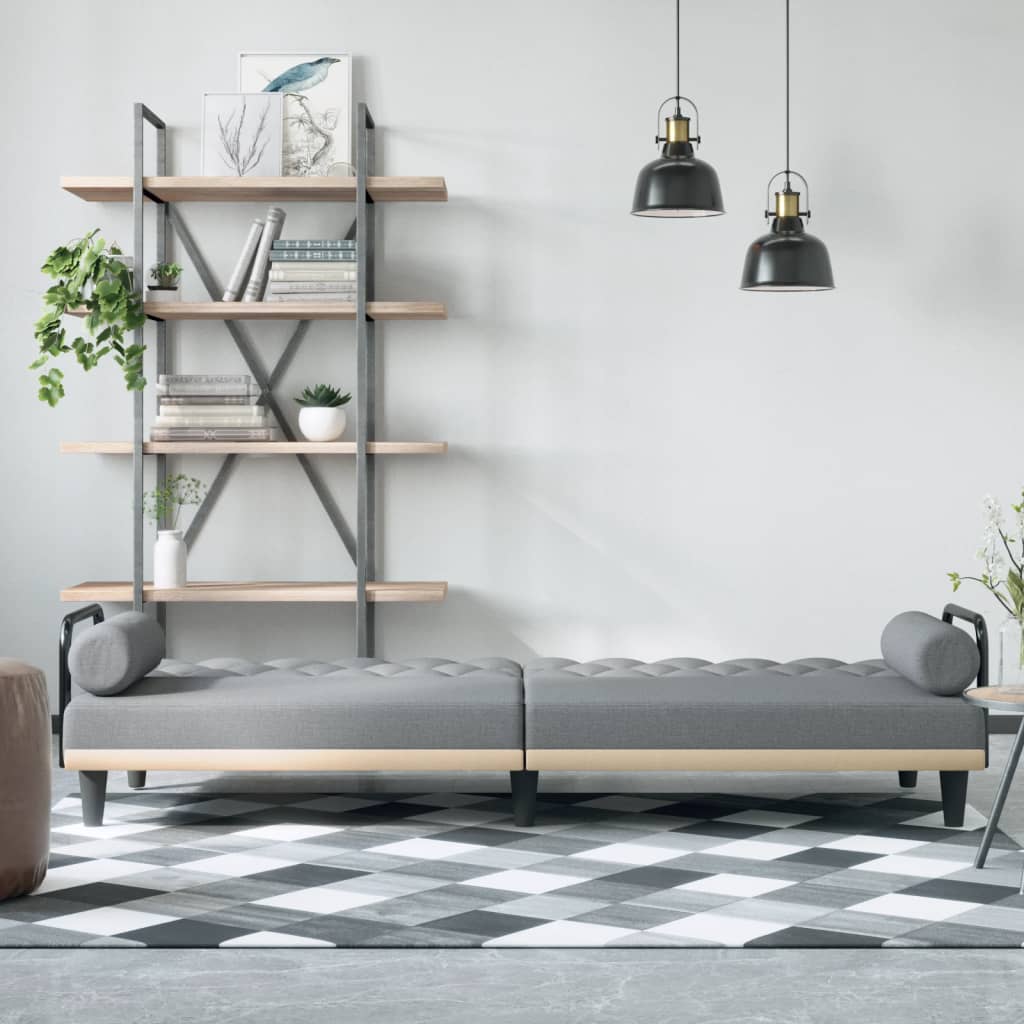Divano Letto con Braccioli Grigio Chiaro in Tessuto | homemem39