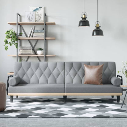 Divano Letto con Braccioli Grigio Chiaro in Tessuto | homemem39