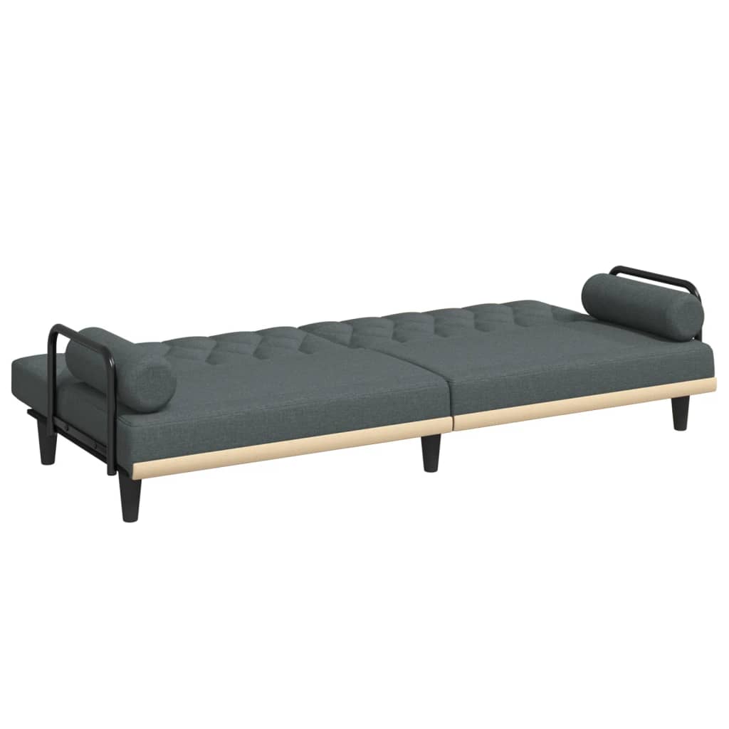Divano Letto con Braccioli Grigio Scuro in Tessuto | homemem39