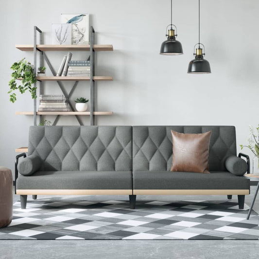 Divano Letto con Braccioli Grigio Scuro in Tessuto | homemem39